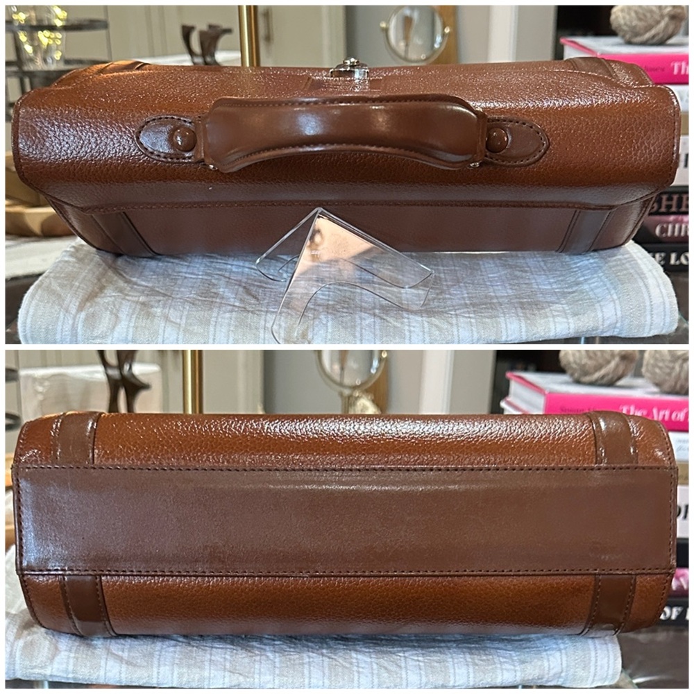 BURBERRYS Vintage Top Handle Satchel in Brown Pebble Grain Leather, Pre-1999 - Picture 7 of 16